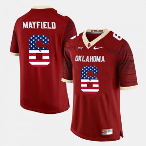 Crimson Baker Mayfield OU Jersey #6 Mens US Flag Fashion 806421-881