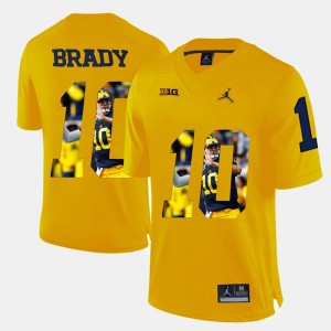 Men Tom Brady Michigan Jersey Player Pictorial Yellow #10 881413-533